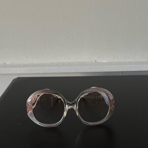 Round Clear and Pink Sunglasses